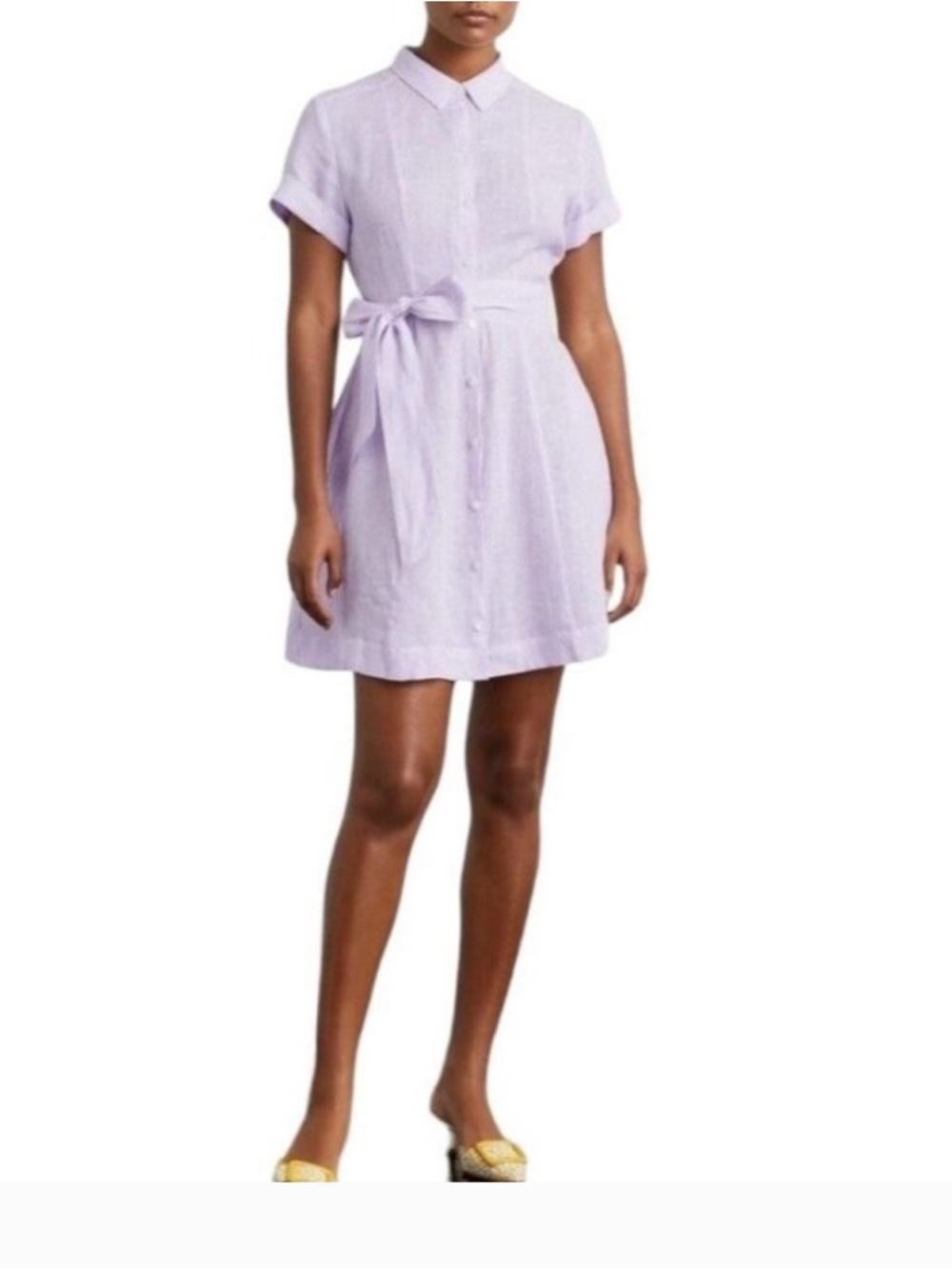 Hill House Lilac Striped 100% Linen Laura Dress Size: XS